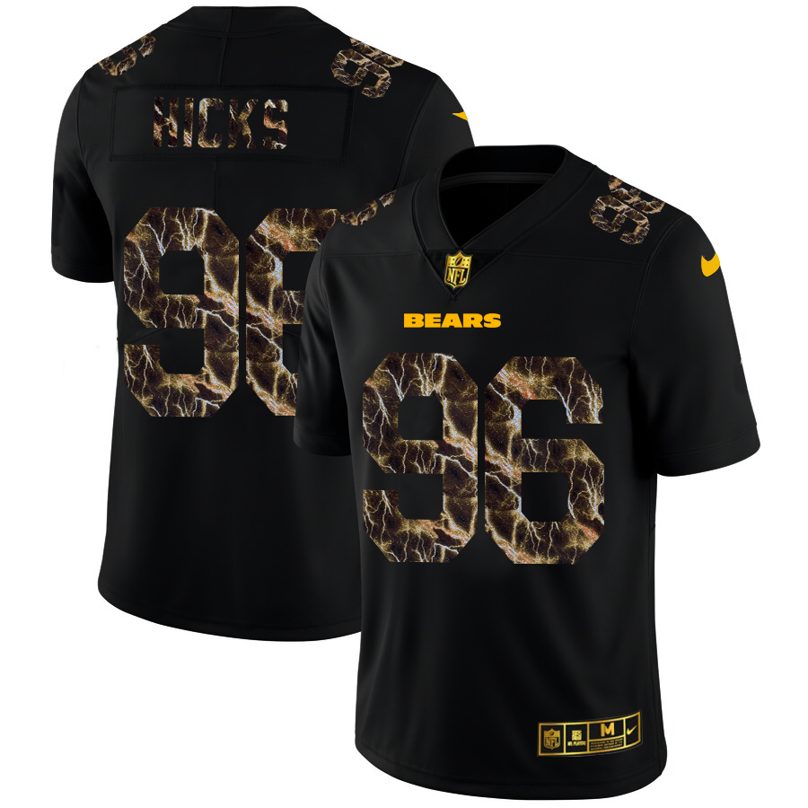 2020 Chicago Bears #96 Akiem Hicks Men Black Nike Flocked Lightning Vapor Limited NFL Jersey->customized nfl jersey->Custom Jersey